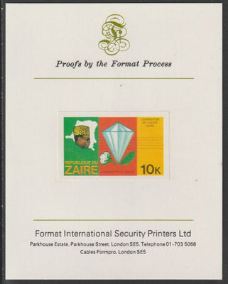 Zaire 1979 River Expedition 10k (Diamond, Cotton Ball & Tobacco Leaf)imperf mounted on Format International proof card as SG 955