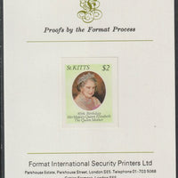 St Kitts 1980 Queen Mother's 80th Birthday $2 imperf mounted on Format International proof card as SG 48
