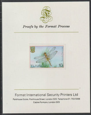 Tuvalu 1983 Dragonflies 10c imperf mounted on Format International proof card