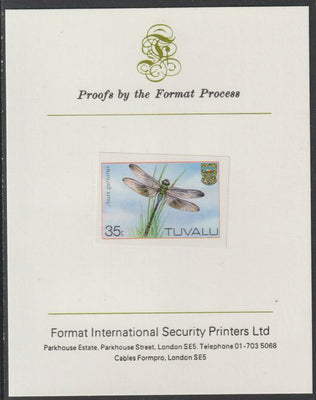 Tuvalu 1983 Dragonflies 35c imperf mounted on Format International proof card