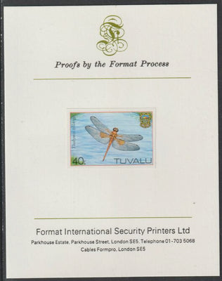 Tuvalu 1983 Dragonflies 40c imperf mounted on Format International proof card