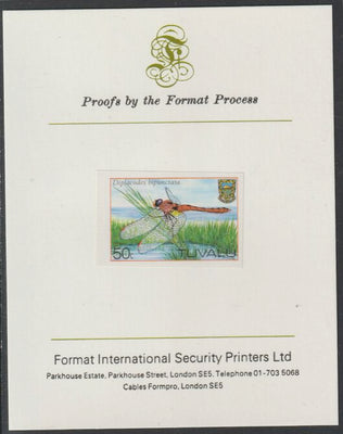 Tuvalu 1983 Dragonflies 50c imperf mounted on Format International proof card