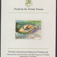 Zaire 1980 Tropical Fish 250c imperf mounted on Format International proof card