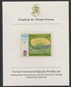 Ajman 1968 Olympic Stadium 2R from Mexico Olympics set, imperf proof mounted on Format International proof card, as Mi 254B