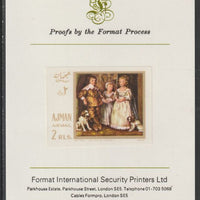 Ajman 1968 Paintings with Dogs #1 imperf mounted on Format International proof card, as Mi 271B