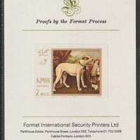 Ajman 1968 Paintings with Dogs #2 imperf mounted on Format International proof card, as Mi 272B