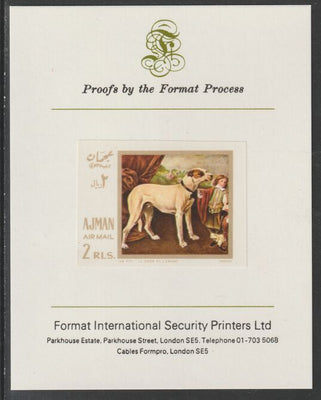 Ajman 1968 Paintings with Dogs #2 imperf mounted on Format International proof card, as Mi 272B