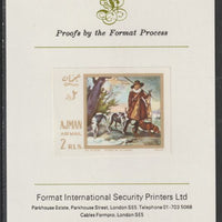 Ajman 1968 Paintings with Dogs #3 imperf mounted on Format International proof card, as Mi 273B