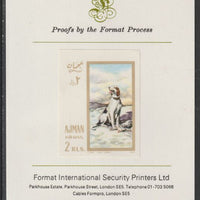 Ajman 1968 Paintings with Dogs #5 imperf mounted on Format International proof card, as Mi 275B
