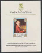 Ras Al Khaima 1972 Portraits of Mozart #2 imperf mounted on Format International proof card, as Mi 643B