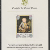 Ras Al Khaima 1972 Portraits of Mozart #3 imperf mounted on Format International proof card, as Mi 644B
