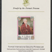 Ras Al Khaima 1972 Portraits of Mozart #5 imperf mounted on Format International proof card, as Mi 646B