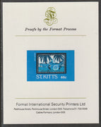 St Kitts 1985 Batik Designs 2nd series 40c (Donkey Cart) imperf proof mounted on Format International proof card as SG 170