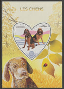 Madagascar 2017 Dogs perf deluxe sheet containing one heart shaped value unmounted mint