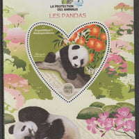 Madagascar 2017 Animal Protection - Pandas perf deluxe sheet containing one heart shaped value unmounted mint