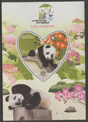 Madagascar 2017 Animal Protection - Pandas perf deluxe sheet containing one heart shaped value unmounted mint