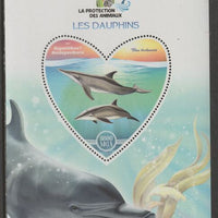 Madagascar 2017 Animal Protection - Dolphins perf deluxe sheet containing one heart shaped value unmounted mint
