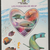 Madagascar 2017 Animal Protection - Reef Fish perf deluxe sheet containing one heart shaped value unmounted mint