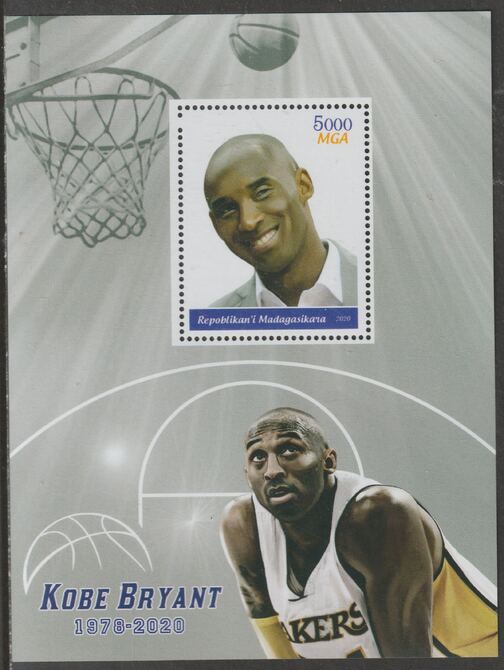 Madagascar 2020 Basketball - Kobe Bryant perf m/sheet #1 containing one value unmounted mint