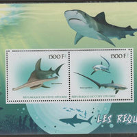 Ivory Coast 2017 Sharks perf sheetlet containing two values unmounted mint