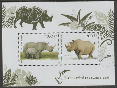 Ivory Coast 2017 Rhinos perf sheetlet containing two values unmounted mint
