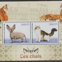 Ivory Coast 2017 Domestic Cats perf sheetlet containing two values unmounted mint