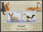 Ivory Coast 2017 Domestic Cats perf sheetlet containing two values unmounted mint