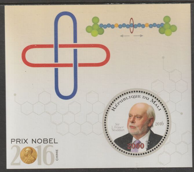 Mali 2016 Nobel Prize for Chemistry - Sir J Fraser Stoddart perf sheet containing one circular value unmounted mint