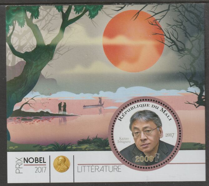 Mali 2017 Nobel Prize for Literature - Kazuo Ishiguro perf sheet containing one circular value unmounted mint