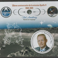 Mali 2019 50th Anniversary of the Apollo 11 Mission perf sheet #1 Neil Armstrong containing one circular value unmounted mint