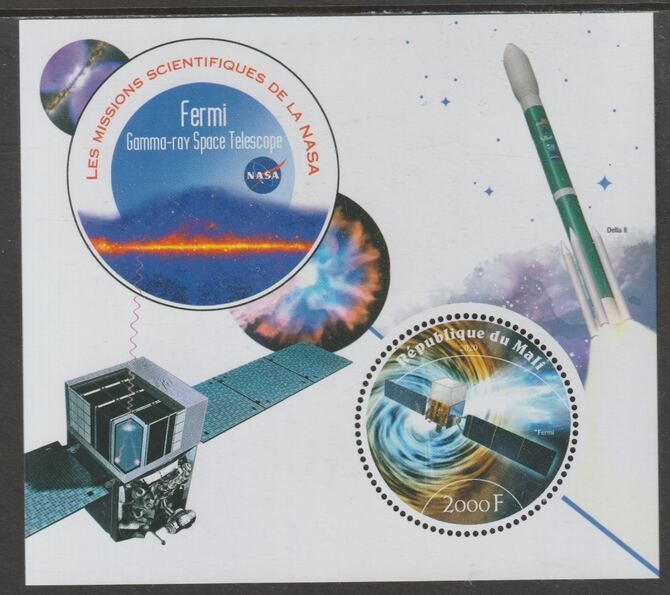 Mali 2020 NASA Scientific Space Missions - FERMI perf sheet containing one circular value unmounted mint