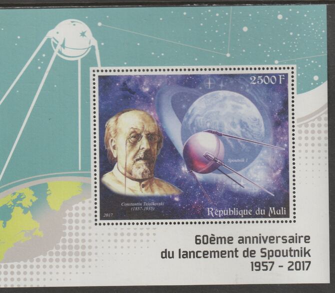 Mali 2017 Sputnik - 60th Anniversary perf m/sheet containing one value unmounted mint