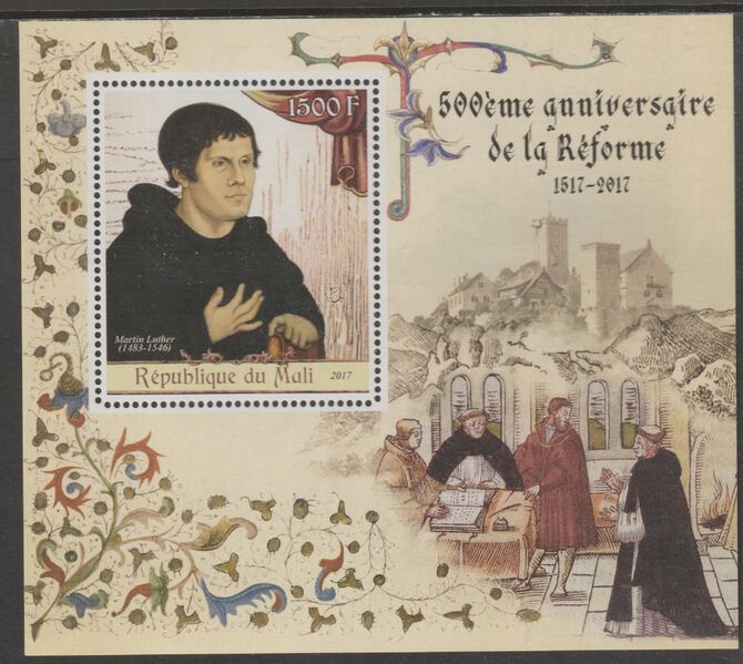 Mali 2017 Reformation - 500th Anniversary perf m/sheet containing one value unmounted mint
