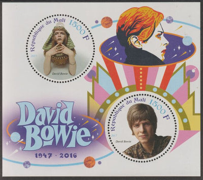 Mali 2017 David Bowie perf sheet containing two circular values unmounted mint
