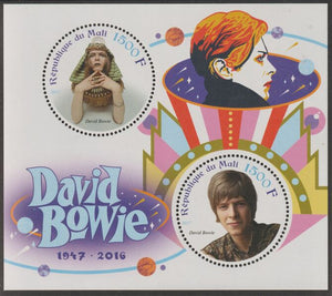Mali 2017 David Bowie perf sheet containing two circular values unmounted mint