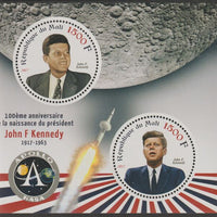 Mali 2017 John F Kennedy Birth Centenary perf sheet containing two circular values unmounted mint