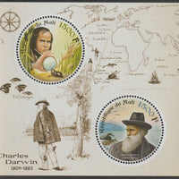 Mali 2017 Charles Darwin perf sheet containing two circular values unmounted mint