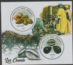 Mali 2018 Cowrie Shells perf sheet containing two circular values unmounted mint