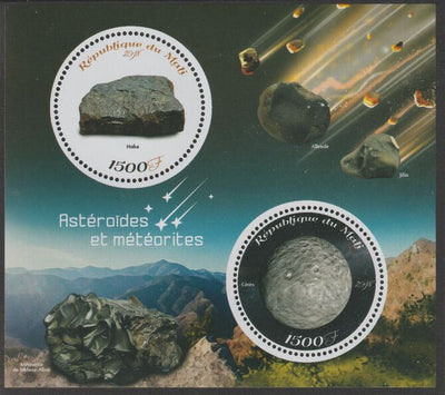 Mali 2018 Asteroids and Meteorites perf sheet containing two circular values unmounted mint