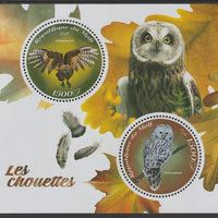 Mali 2018 Owls perf sheet containing two circular values unmounted mint