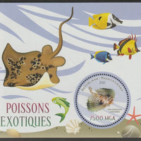 Madagascar 2015 Exotic Fish perf sheet containing one circular value unmounted mint