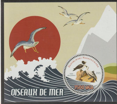 Madagascar 2015 Sea Birds perf sheet containing one circular value unmounted mint