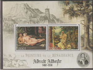 Ivory Coast 2017 Renaissance Painters - Albrecht Altdorfer perf sheet containing two values unmounted mint