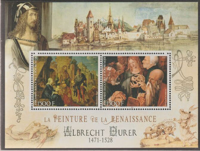 Ivory Coast 2017 Renaissance Painters - Albrecht Durer perf sheet containing two values unmounted mint