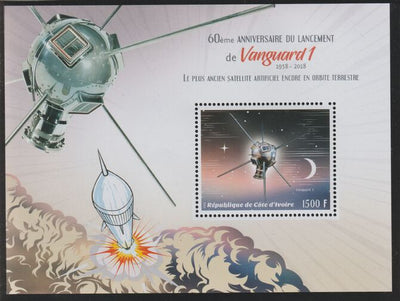 Ivory Coast 2018 Vanguard 1 - 60thAnniversary perf m/sheet #1 containing one value unmounted mint