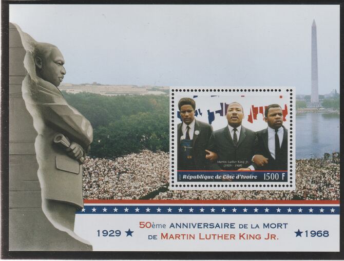 Ivory Coast 2018 Martin Luther King 50th Death Anniversary perf m/sheet #1 containing one value unmounted mint
