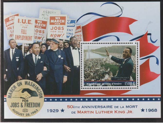 Ivory Coast 2018 Martin Luther King 50th Death Anniversary perf m/sheet #2 containing one value unmounted mint