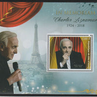 Ivory Coast 2018 Charles Aznavour - In Memorium perf m/sheet containing one value unmounted mint