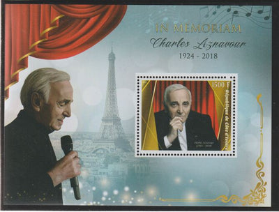 Ivory Coast 2018 Charles Aznavour - In Memorium perf m/sheet containing one value unmounted mint