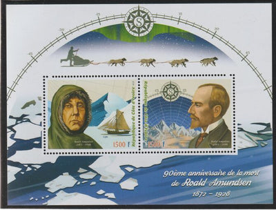 Ivory Coast 2018 Roald Amundsen 90th Death Anniversary pperf sheet containing two values unmounted mint